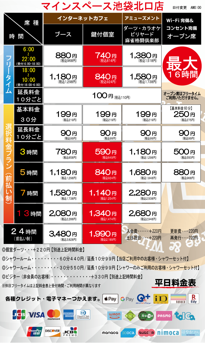 料金表