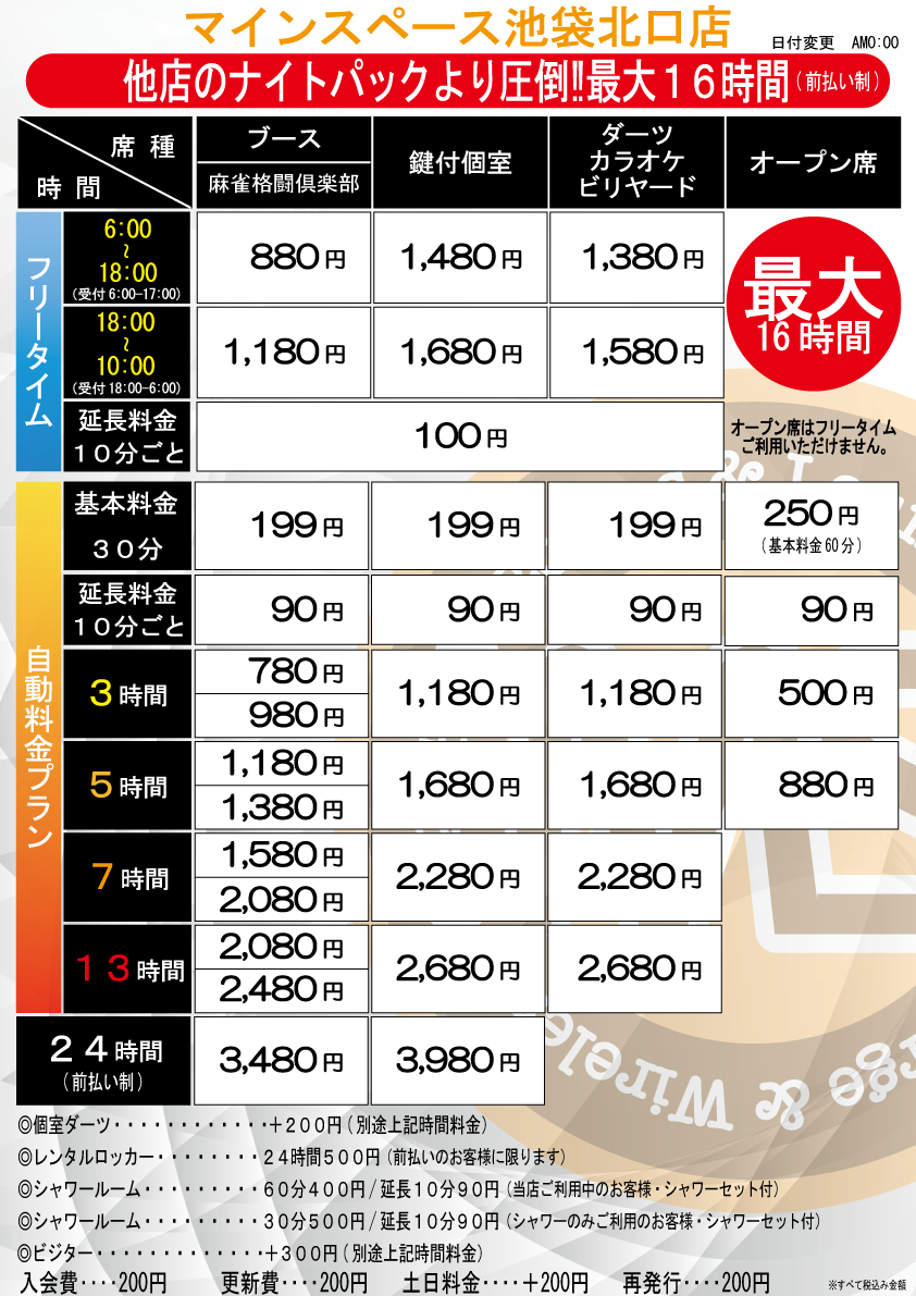 料金表