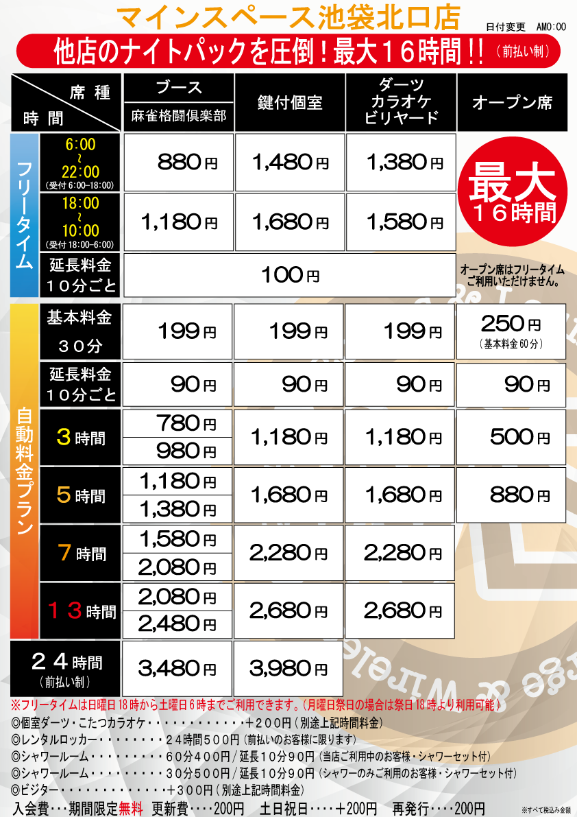 料金表